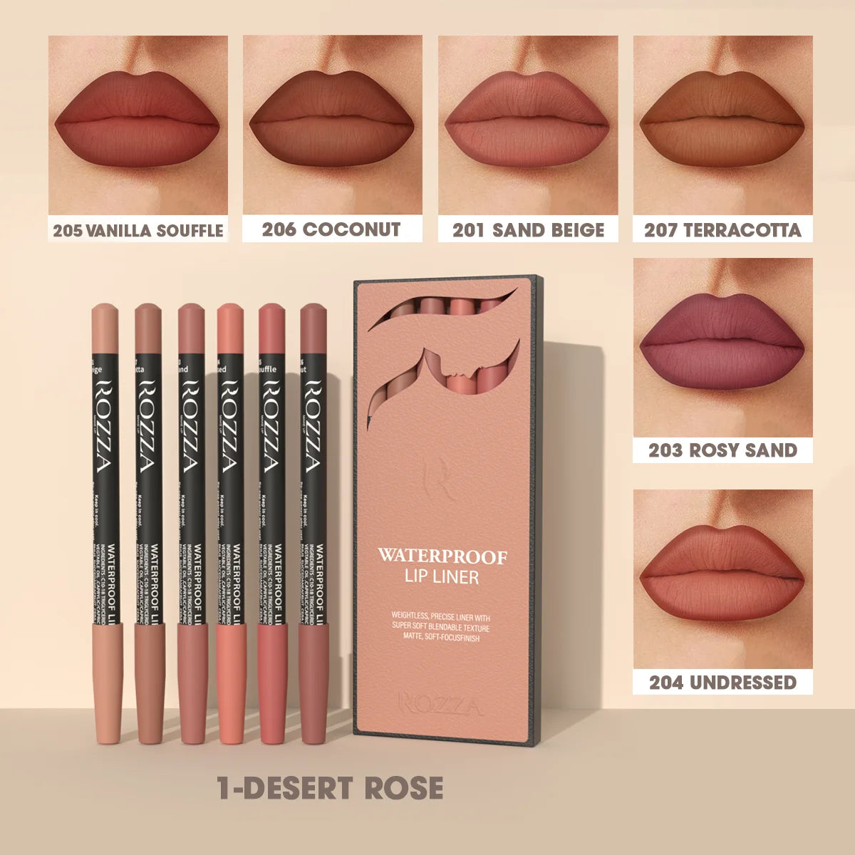 Waterproof Lip Liner Pencil Set.