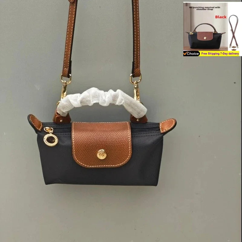 ELLe Mini Unperforated Nylon Dumpling Bun, Women's Shoulder Bag,